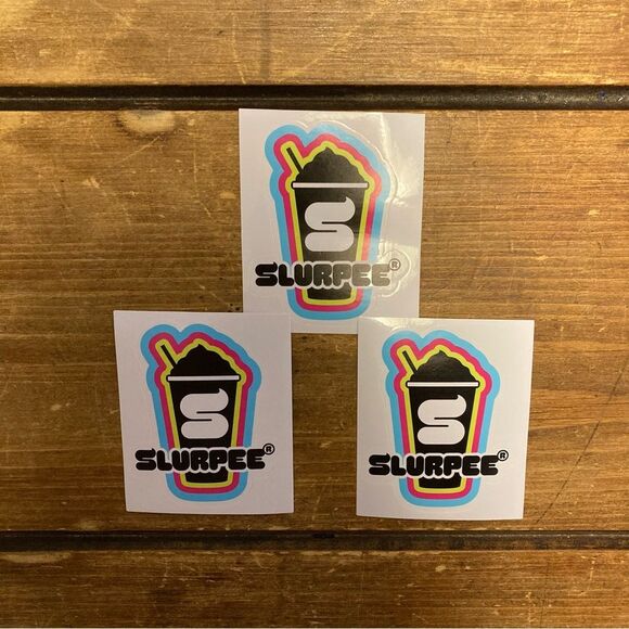 Slurpee Stickers Retro Blue Pink Green Lot of 3 7-eleven - Picture 1 of 7